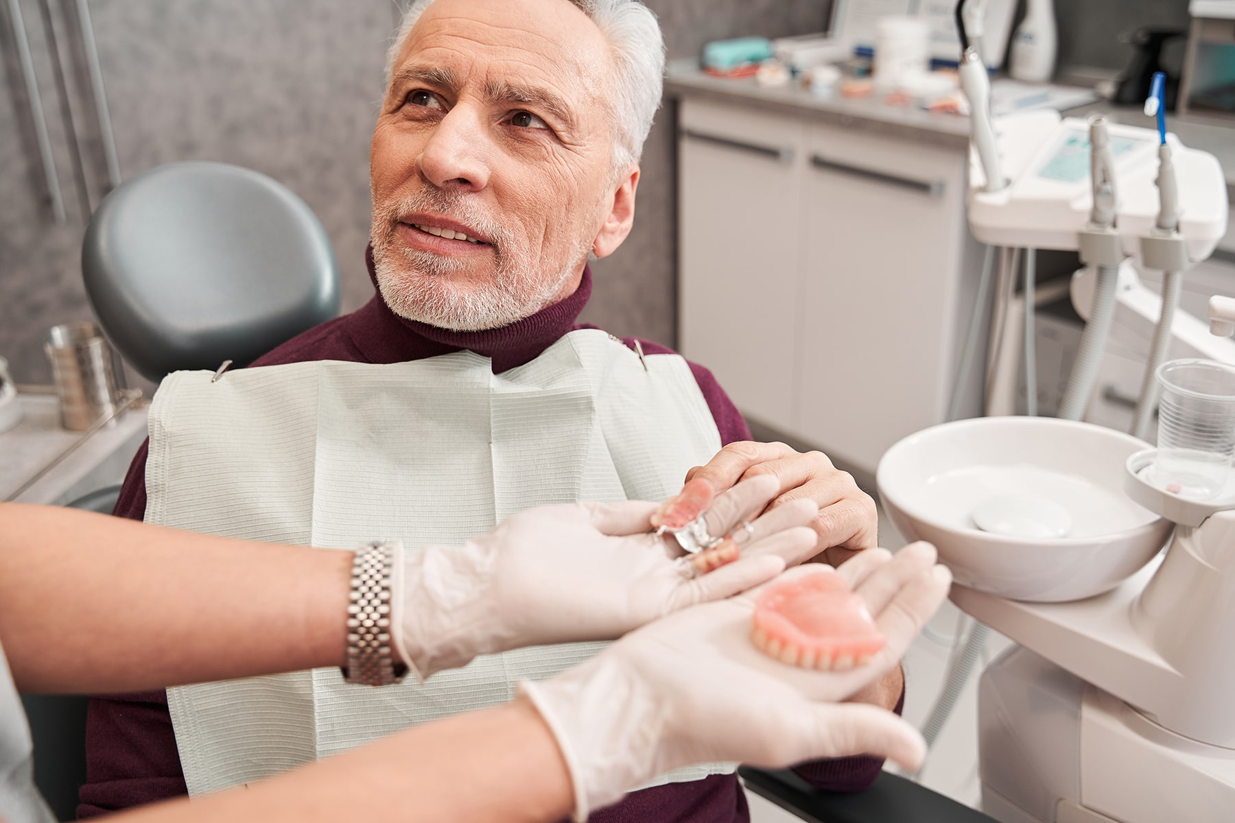 Man at the dentures clinic in Apex, NC